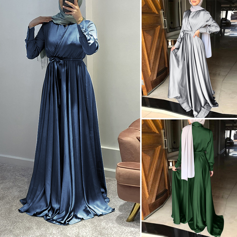  Vsadsau Kaftan de boda para mujer, árabe Abaya - Vestido caftán  de dos piezas de manga larga con cuello en V y cinturón, Azul : Ropa,  Zapatos y Joyería