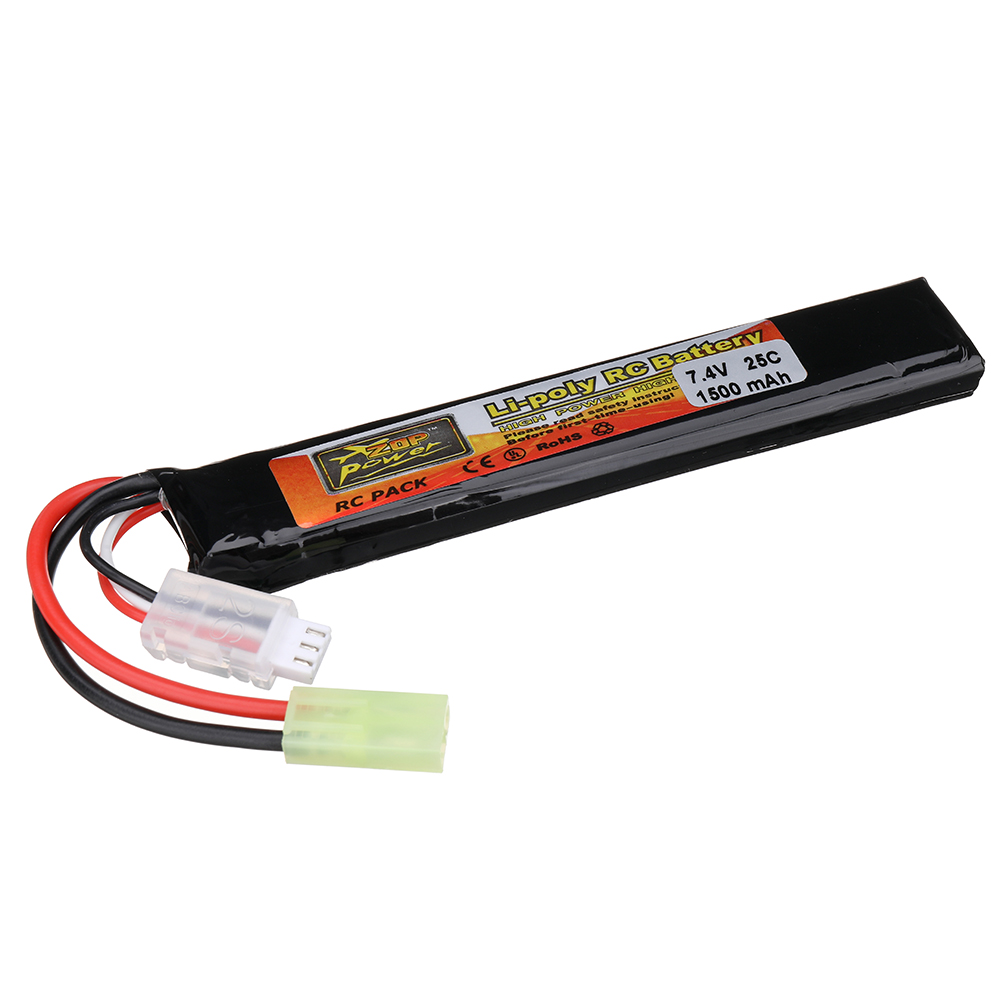 ZOP Power 7.4V 1500mAh 25C 2S LiPo Battery Tamiya Plug With T Plug Adapter Cable for RC Car