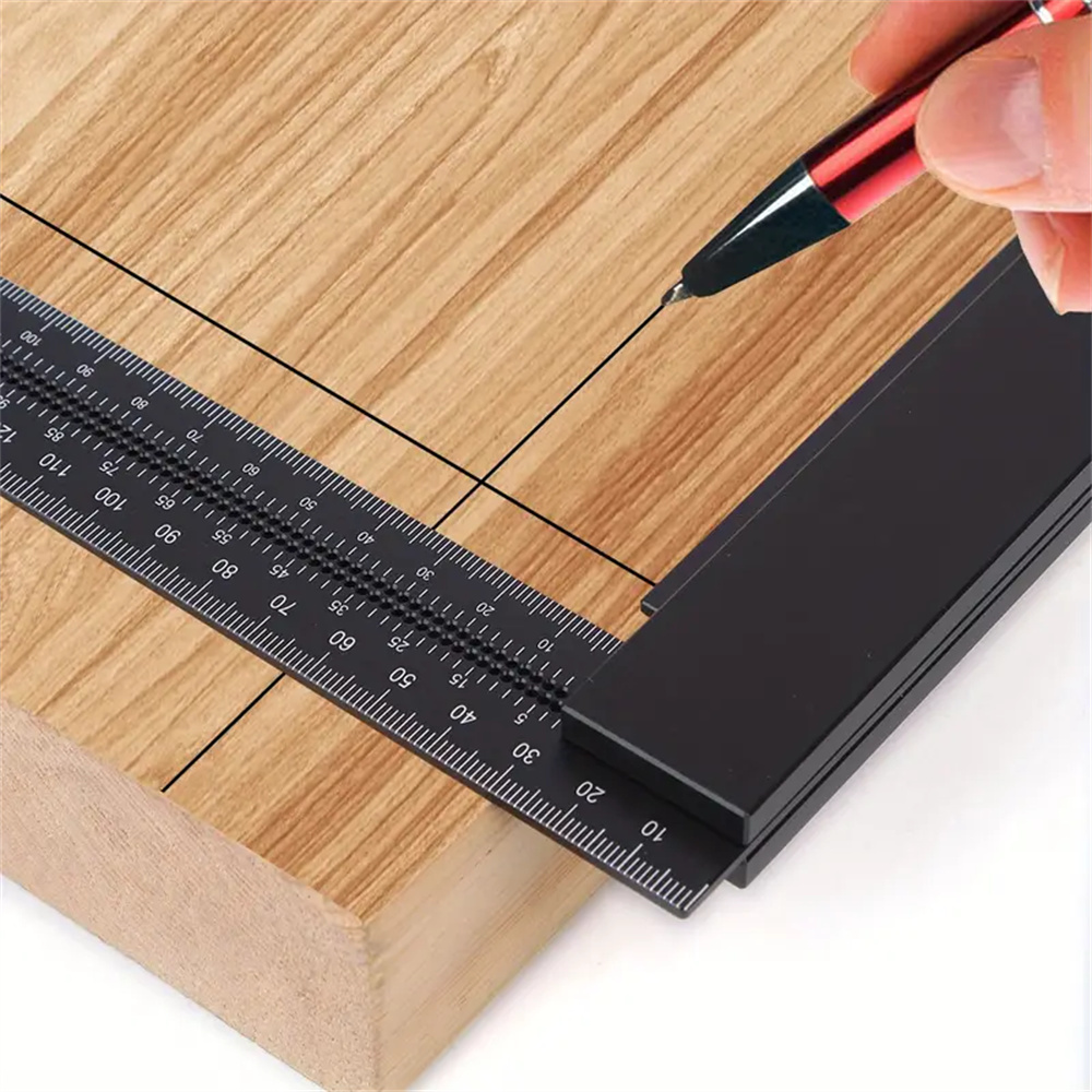 200mm / 8-inch Woodworking Marking Gauge and Aluminum Alloy T-Square Measurements Ruler Woodworking Measuring Tool