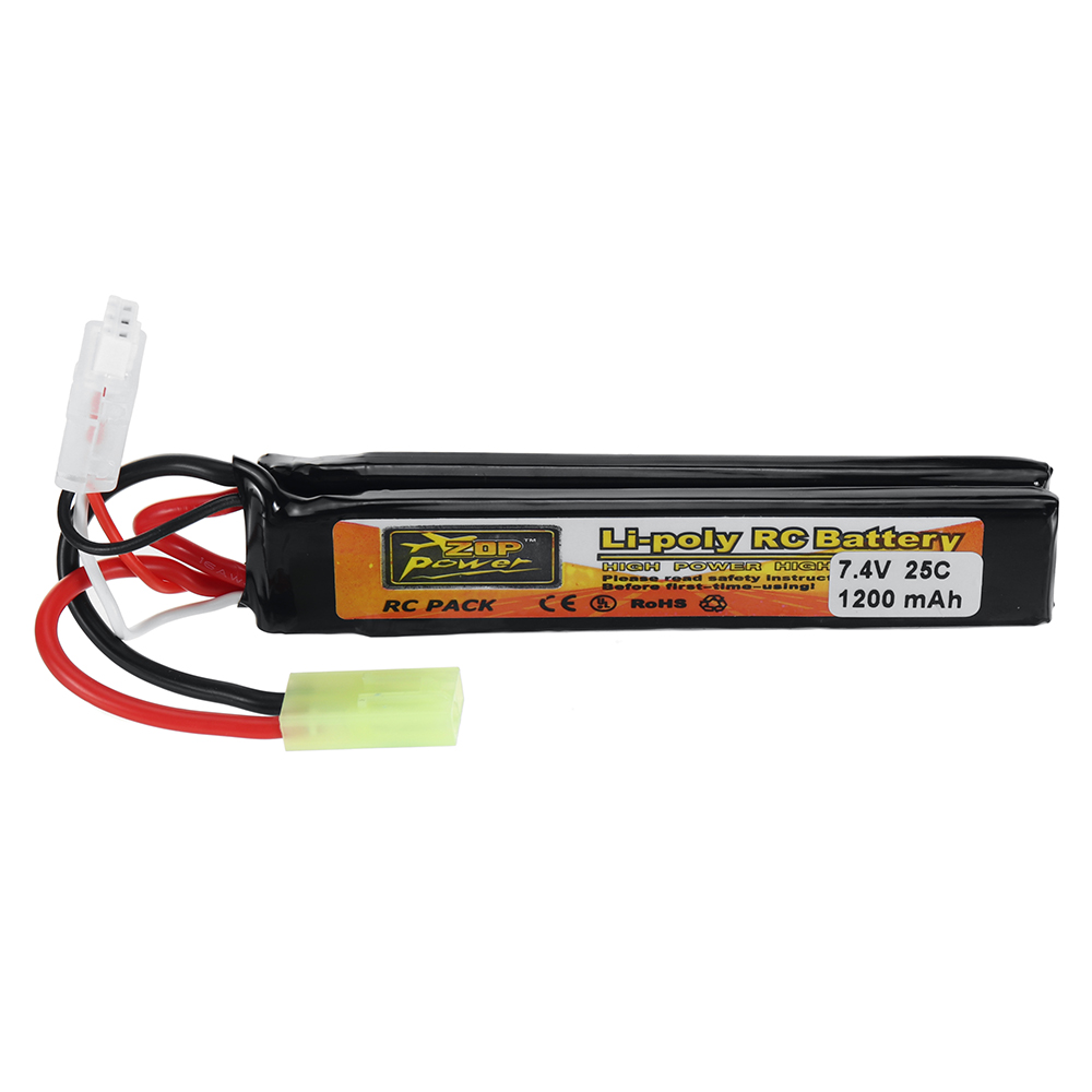 ZOP Power 7.4V 1200mAh 2S 25C LiPo Battery Tamiya Plug With T Plug Adapter Cable for RC Car