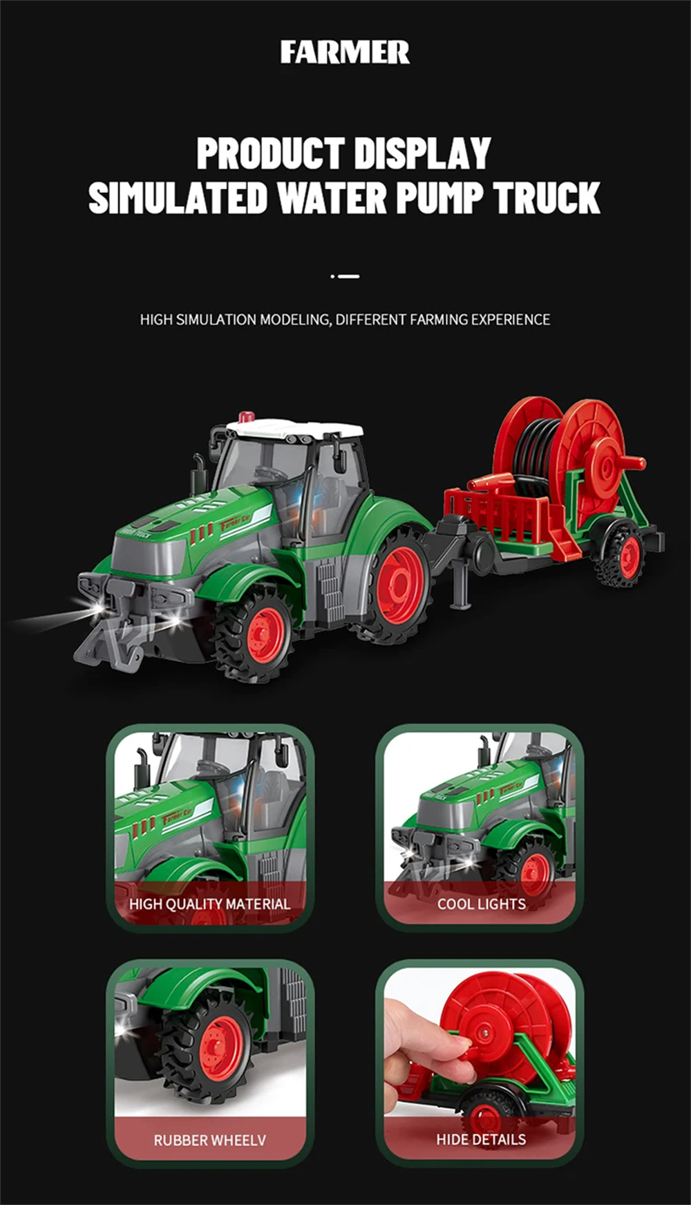 Landi QH205 1/24 27MHZ 4CH RC Car Farmer Series Wood Simulated Transport Model Light Sound Remote Control Toys Boys Dump Truck Engineering Vehicle Set Kids Gifts