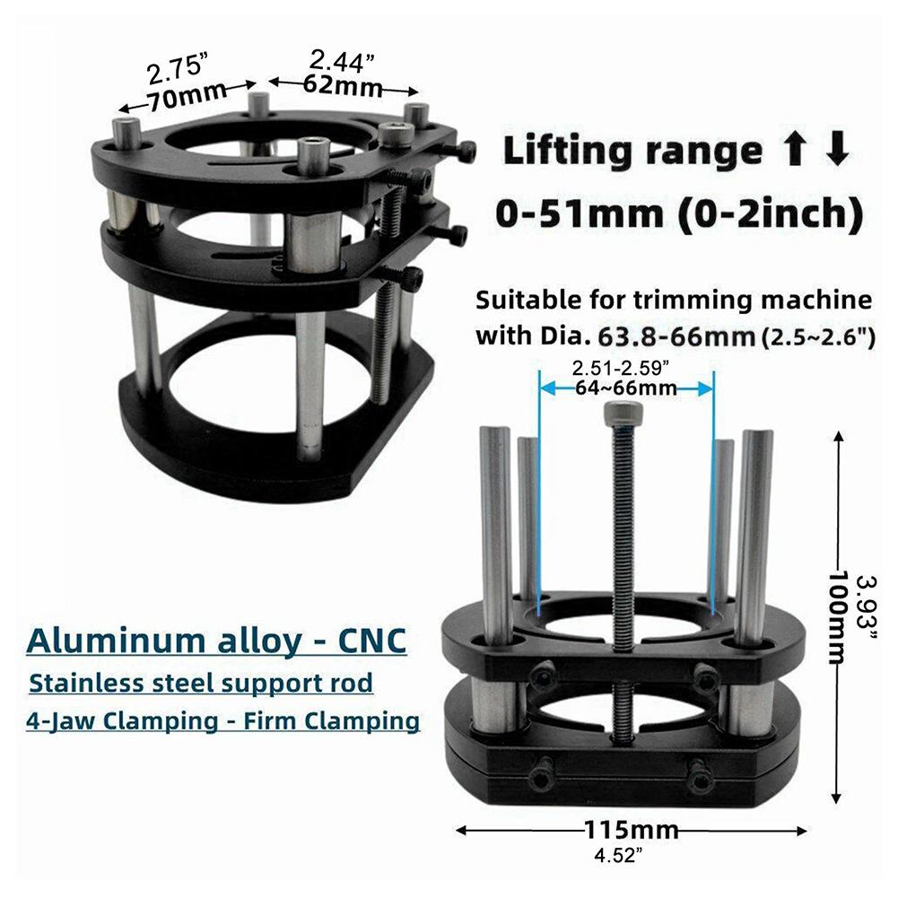 Router Lift for 65mm Diameter Motors Woodworking Inverted Lifting Base Electric Wood Mill Trimming