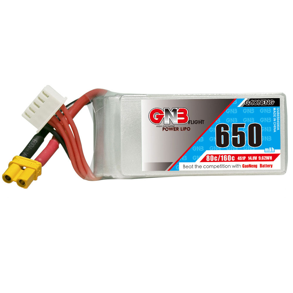 Gaoneng GNB 14.8V 650mAh 80C 4S LiPo Battery XT30U-F Plug for RC Drone