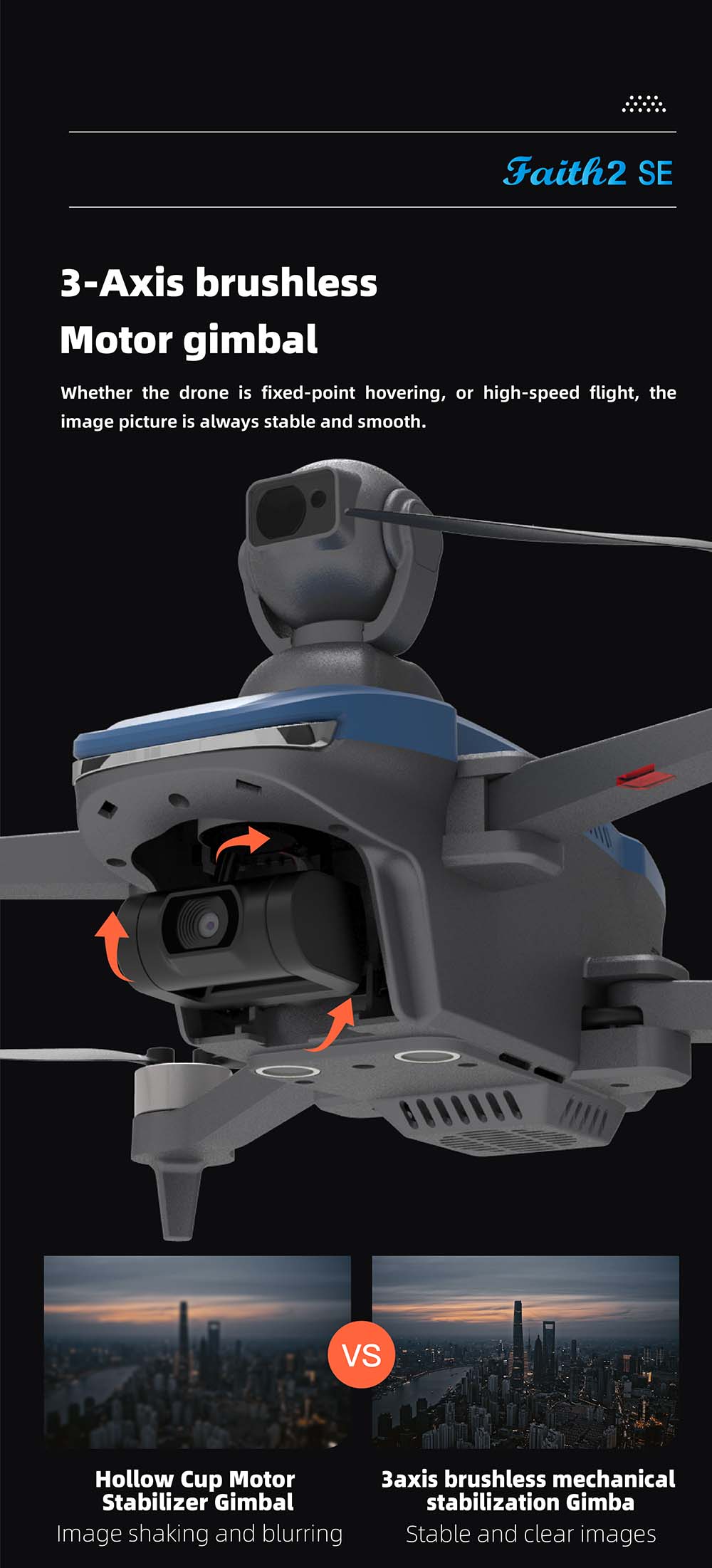 C-FLY Faith 2 SE DF809G GPS 5.8G 3KM FPV with 4K Camera 3-Axis Brushless Gimbal 540° 2-Axis Obstacle Avoidance Foldable RC Drone Quadcopter RTF