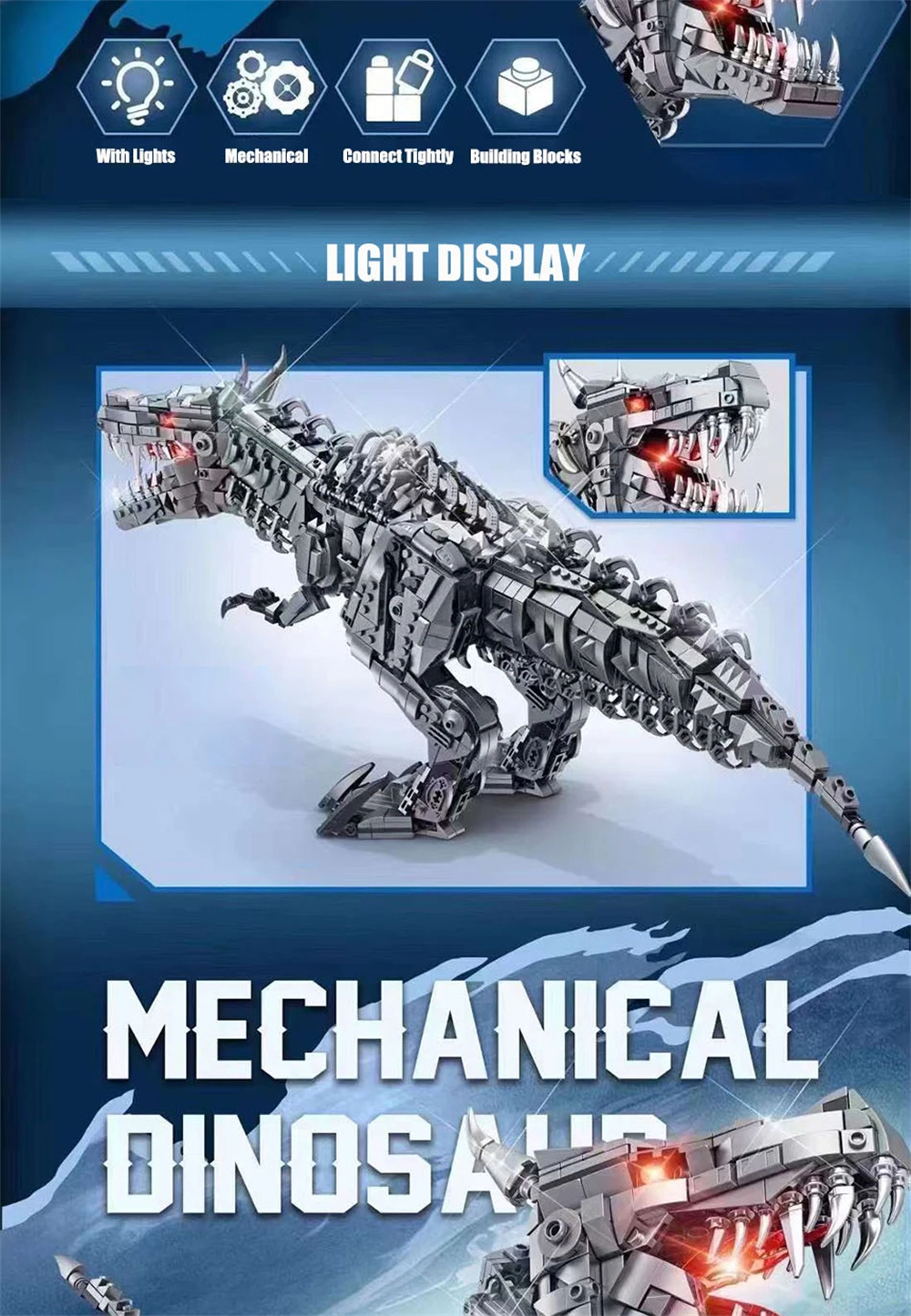611016 Mechanical Tyrannosaurus Rex Building Blocks with Lights