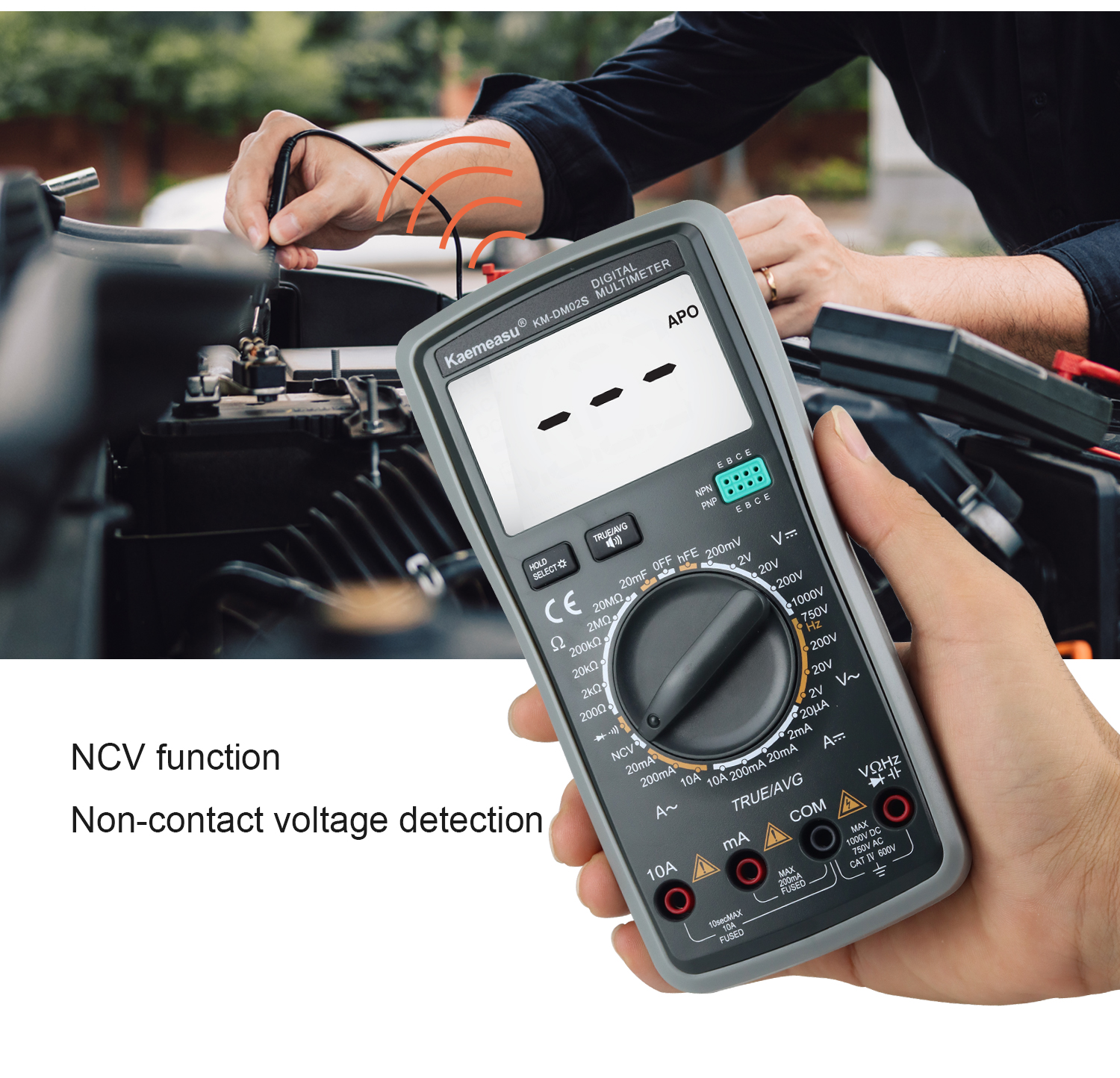 Kaemeasu KM-DM02S Digital Multimeter with Voice Broadcast True RMS Measurement Non-Contact Voltage Detection High Precision Auto-Ranging Multimeter for Electrical Troubleshooting