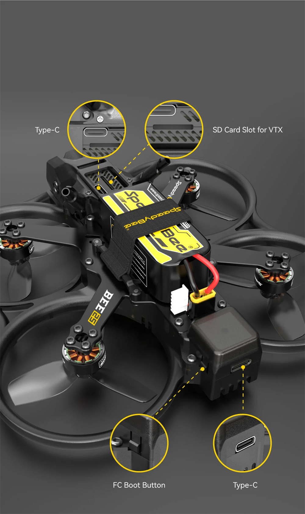 SpeedyBee Bee25 Power HD O4 Pro 120mm 2.5 Inch 4S Cinewhoop RC FPV Racing Drone PNP BNF with F405 35A AIO Digital System