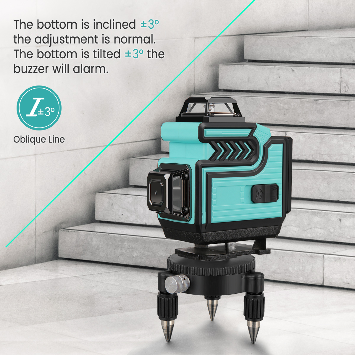 MUSTOOL 16 Lines 4D Laser Level Dual Batteries 360°Horizontal Vertical Cross Green Light Self-Leveling Measure