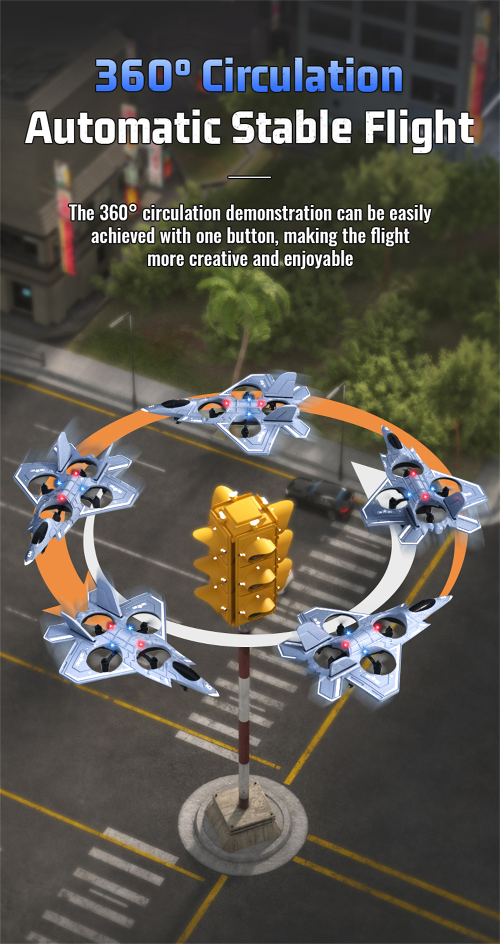 JJRC H128 2.4G EVA Fighter Altitude Hold Mode 360° Roll Turbofans Motors 4CH LED RC Toy Gift Remote Control Drone Airplane Quadcopter Stunt Glider RTF