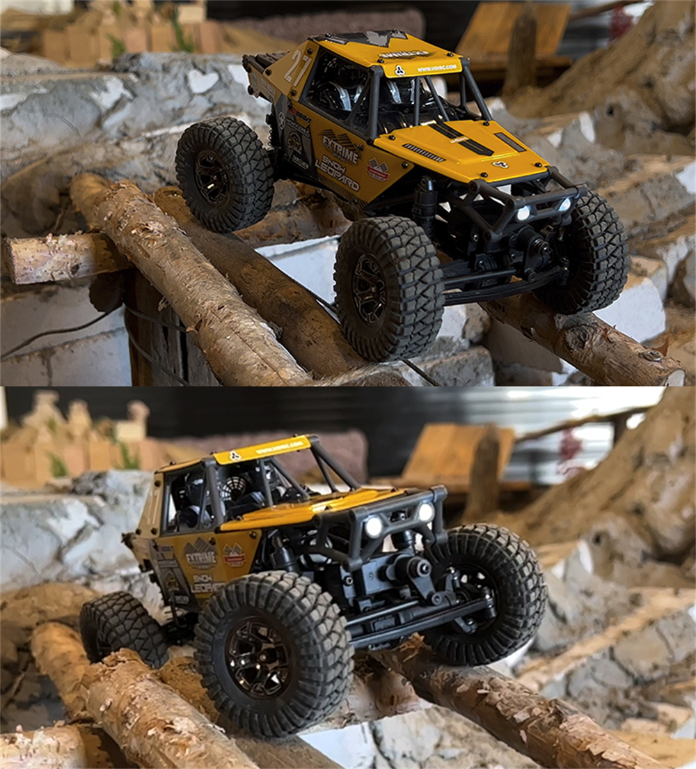 UDIRC UCX2405 UCX2405 PRO RTR 1/24 2.4G 4WD RC Car Rock Crawler Off-Road Climbing Cage Trail Truck Snow Leopard LED Light Full Proportional Vehicles Models Oil Filled Shocks Toys