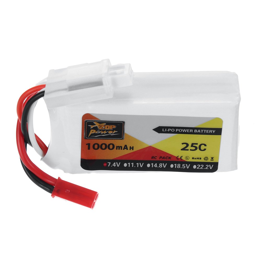 ZOP Power 7.4V 1000mAh 25C 2S LiPo Battery JST Plug for RC Drone