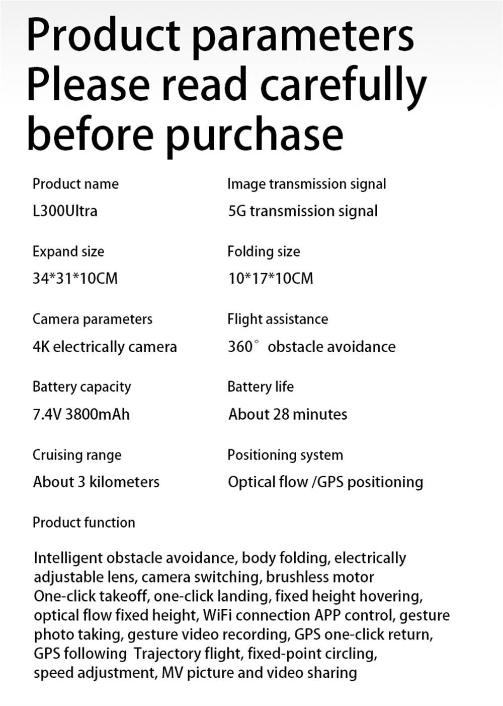LYZRC L300 Ultra GPS 5G Digital FPV with 5.9inch Touchable LCD Screen Controller 4K HD Dual Camera Servo Gimbal 360° Obstacle Avoidance Brushless Foldable RC Drone Quadcopter RTF