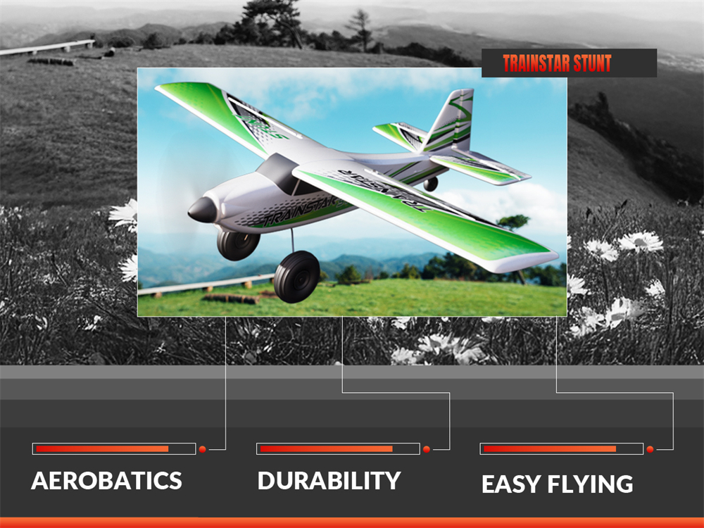 VolantexRC Trainstar Stunt 76804 500mm Wingspan 2.4G 4CH With 6-axis Gyro Brushless EPP RC Airplane Trainer Fixed Wing RTF