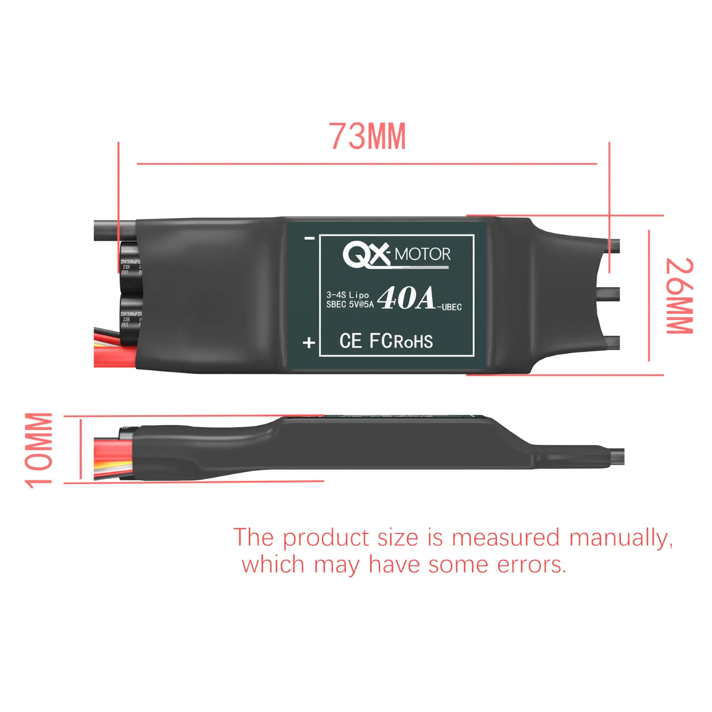 QX-Motor 40A Brushless ESC 2-6S No BEC / 3-4S With 5V 5A BEC for RC Airplane Fixed Wing