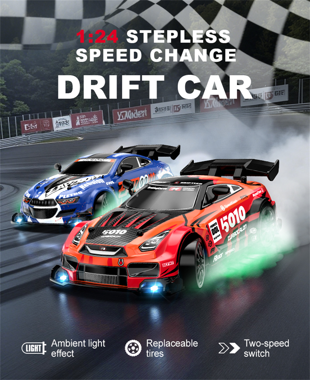 CV-E82 CV-E83 1/24 2.4G Drift RC Car LED Light Two Speed Full Scale High Speed Vehicle Models