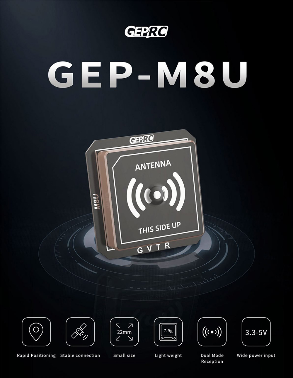 GEPRC GEP M8U GPS Module 3.3-5V 22x22mm Fast Positioning for FPV Racing Drone Fixed-wing RC Airplane