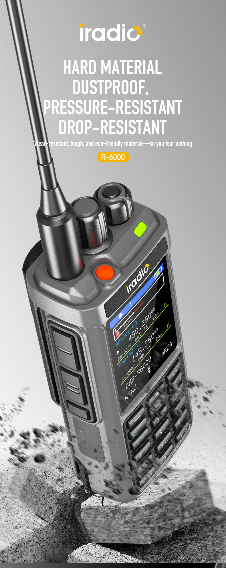 IRadio R6000 DMR デジタルウォーキートーキー 10W デュアルバンド VHF