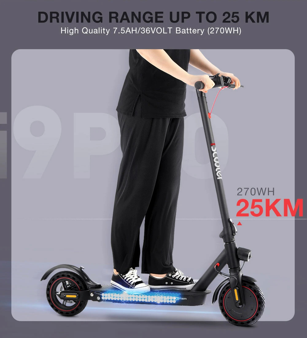 Trottinette électrique pliable iScooter i9 - 350W, 7.5 Ah, Jusqu'à 30 km/h,  Autonomie 25 km, Roues 8.5 (Entrepôt France) –