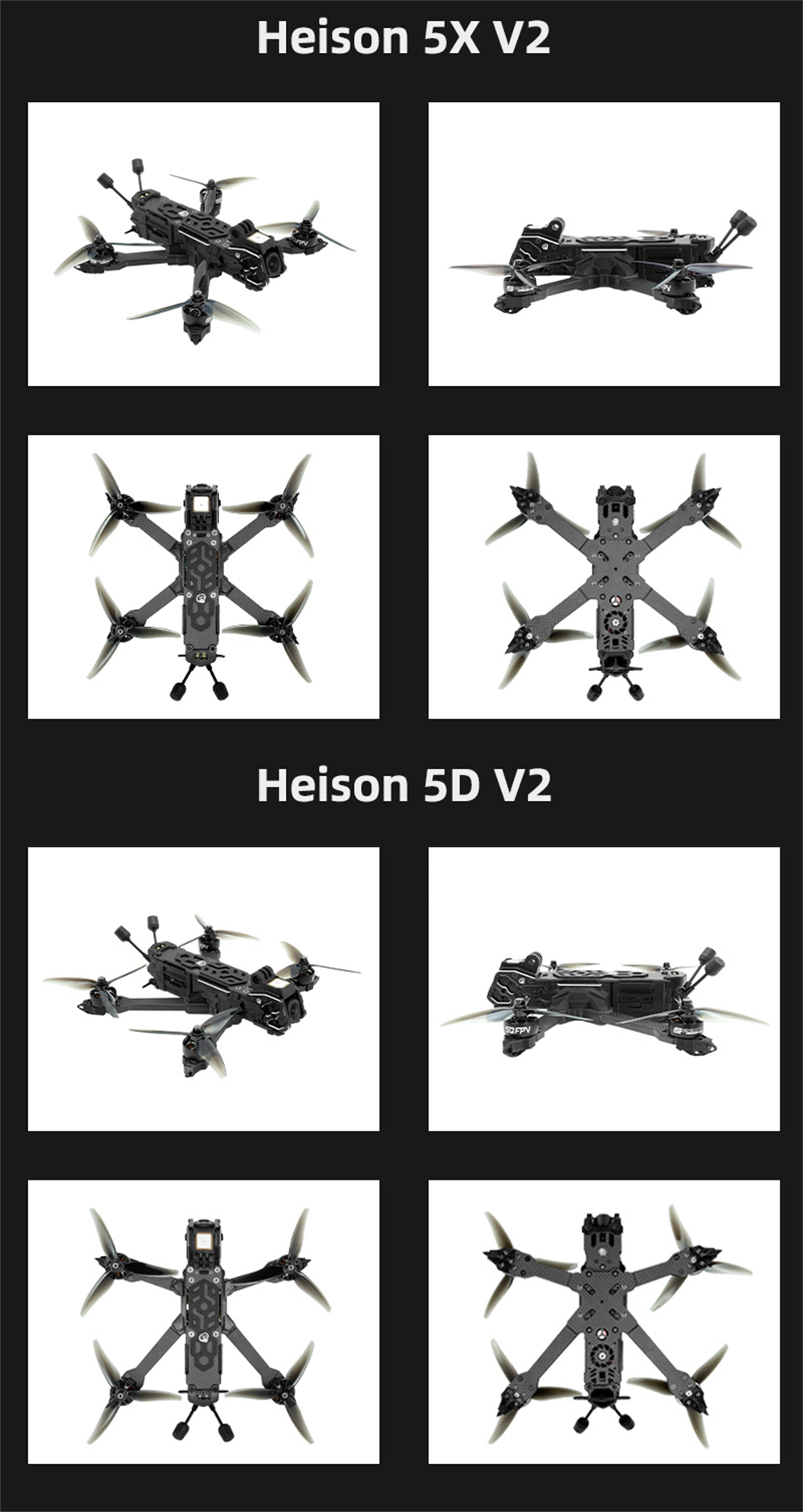 SEQURE SQFPV Heison V2 5X 5D Freestyle 5 Inch 6S 8S Cine FPV Racing Drone with M10 GPS DJI O4 Pro Air Unit Digital HD System