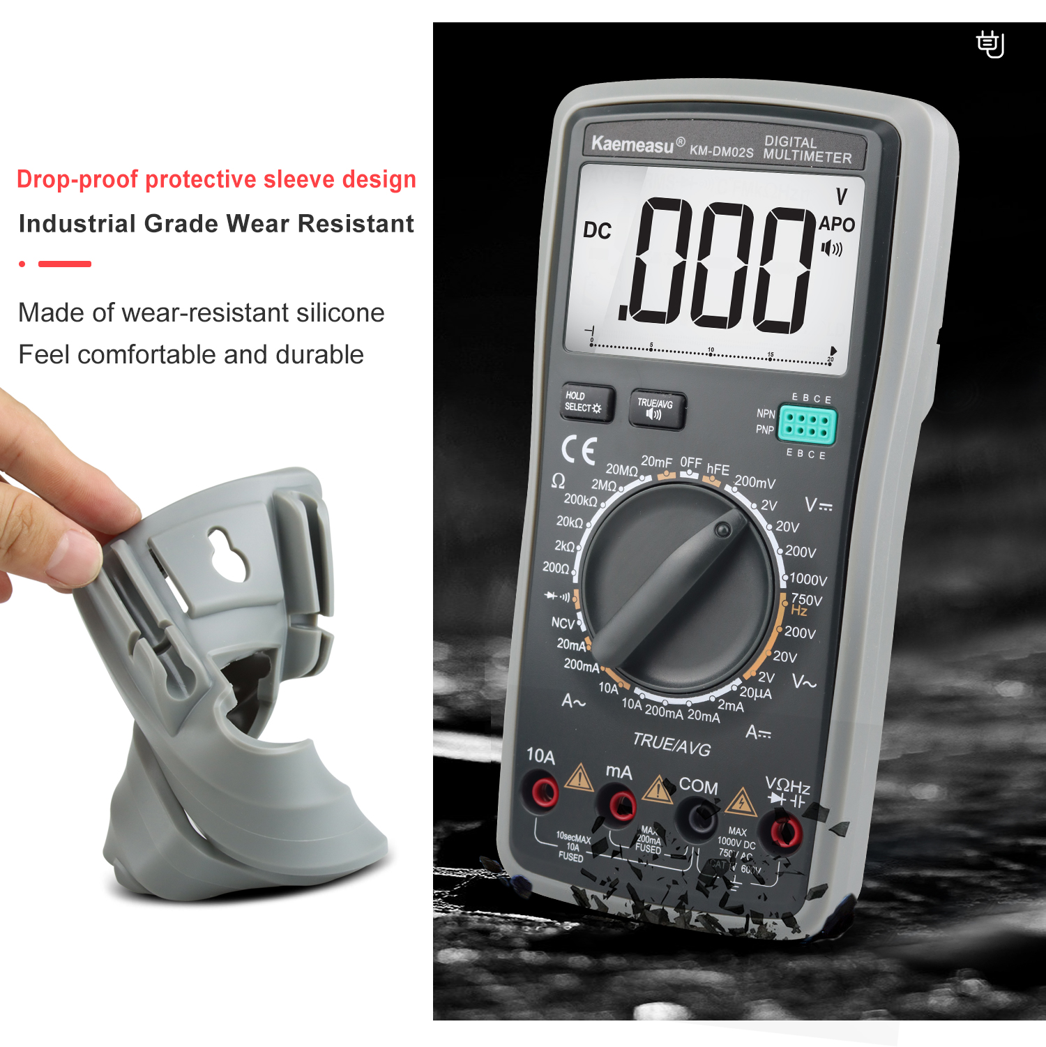 Kaemeasu KM-DM02S Digital Multimeter with Voice Broadcast True RMS Measurement Non-Contact Voltage Detection High Precision Auto-Ranging Multimeter for Electrical Troubleshooting