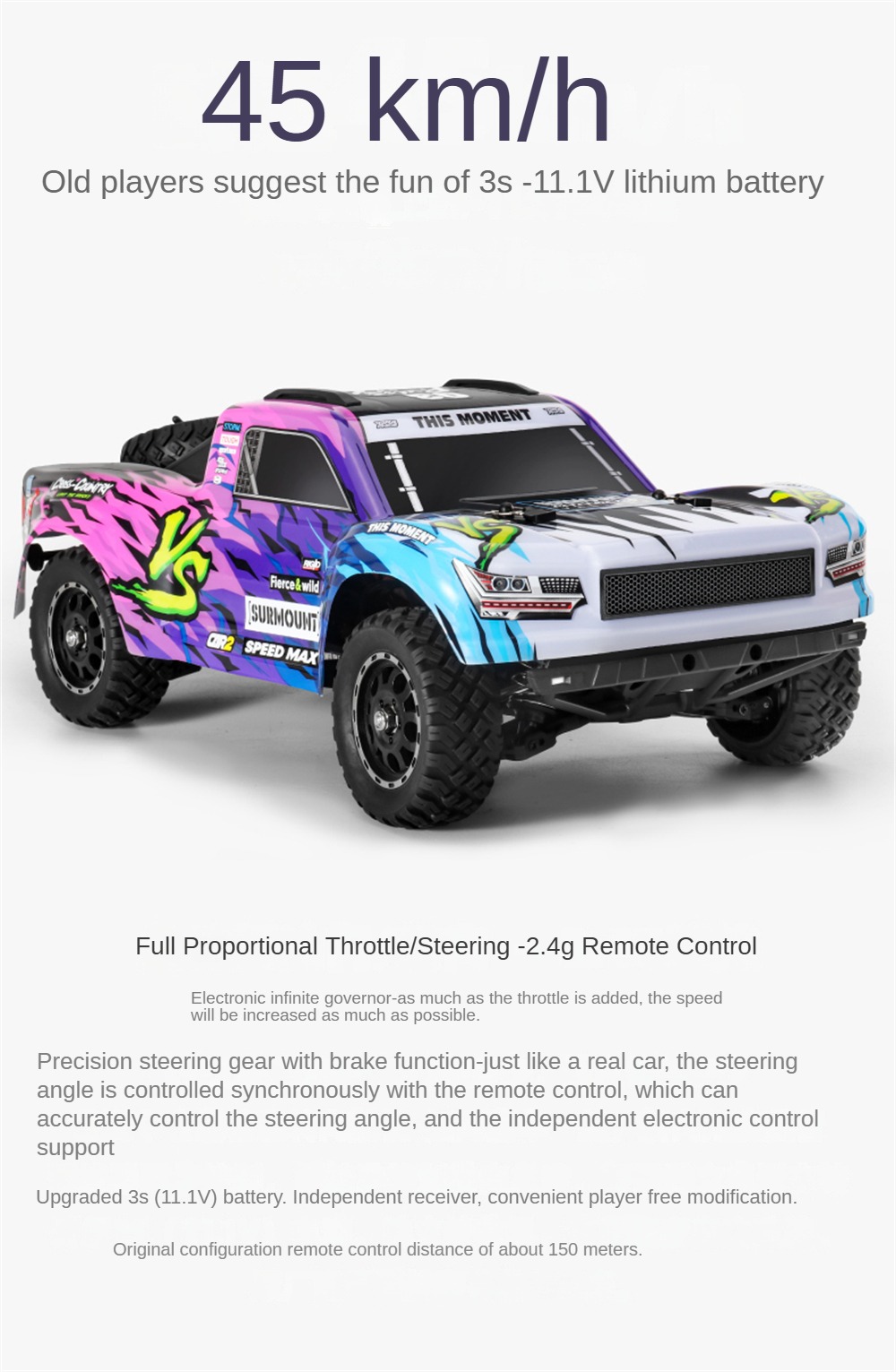 HBX 3103A 1/16 2.4G 4WD High Speed Brushless RC Car RTR Electric Short Truck 