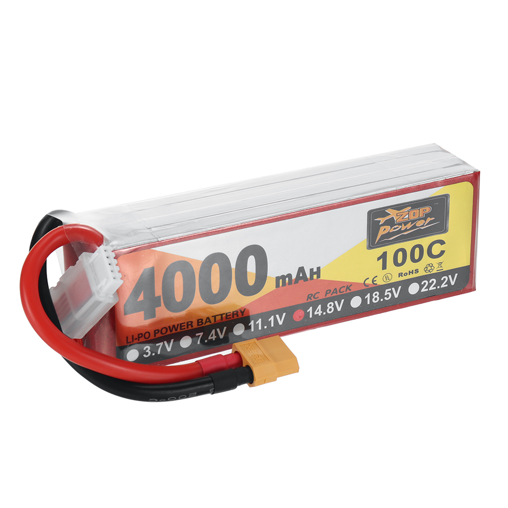 ZOP Power 14.8V 4000mAh 100C 4S LiPo Battery XT60 Plug for RC Drone