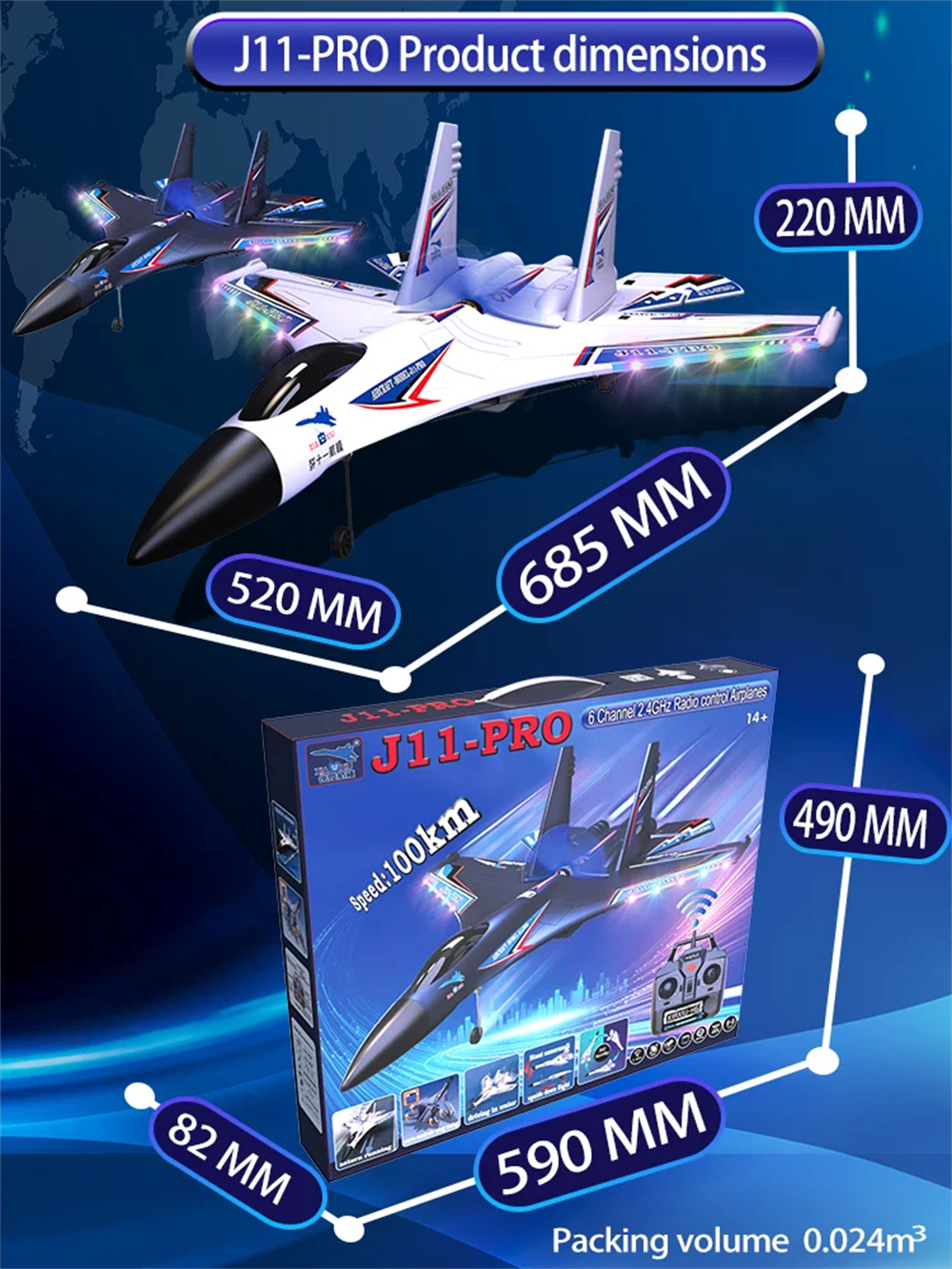 XIAXIU J11-Pro Sea Land Air 520mm Wingspan 2.4GHz 6CH Smart Balance 3D Aerobatics EPP RC Airplane Fixed Wing Jet RTF