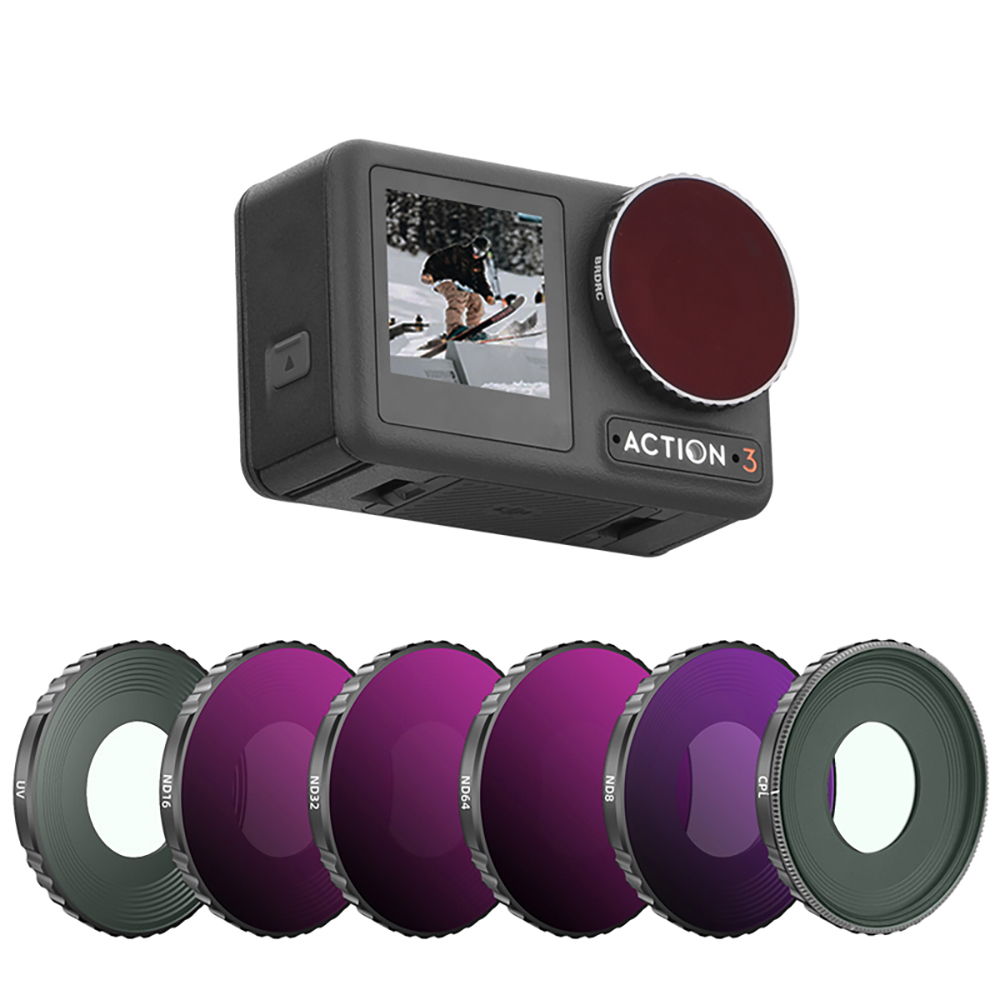 BRDRC Camera Lens Filter Combo UV/CPL/ND8/16/32/64 Filters for Osmo Action 3