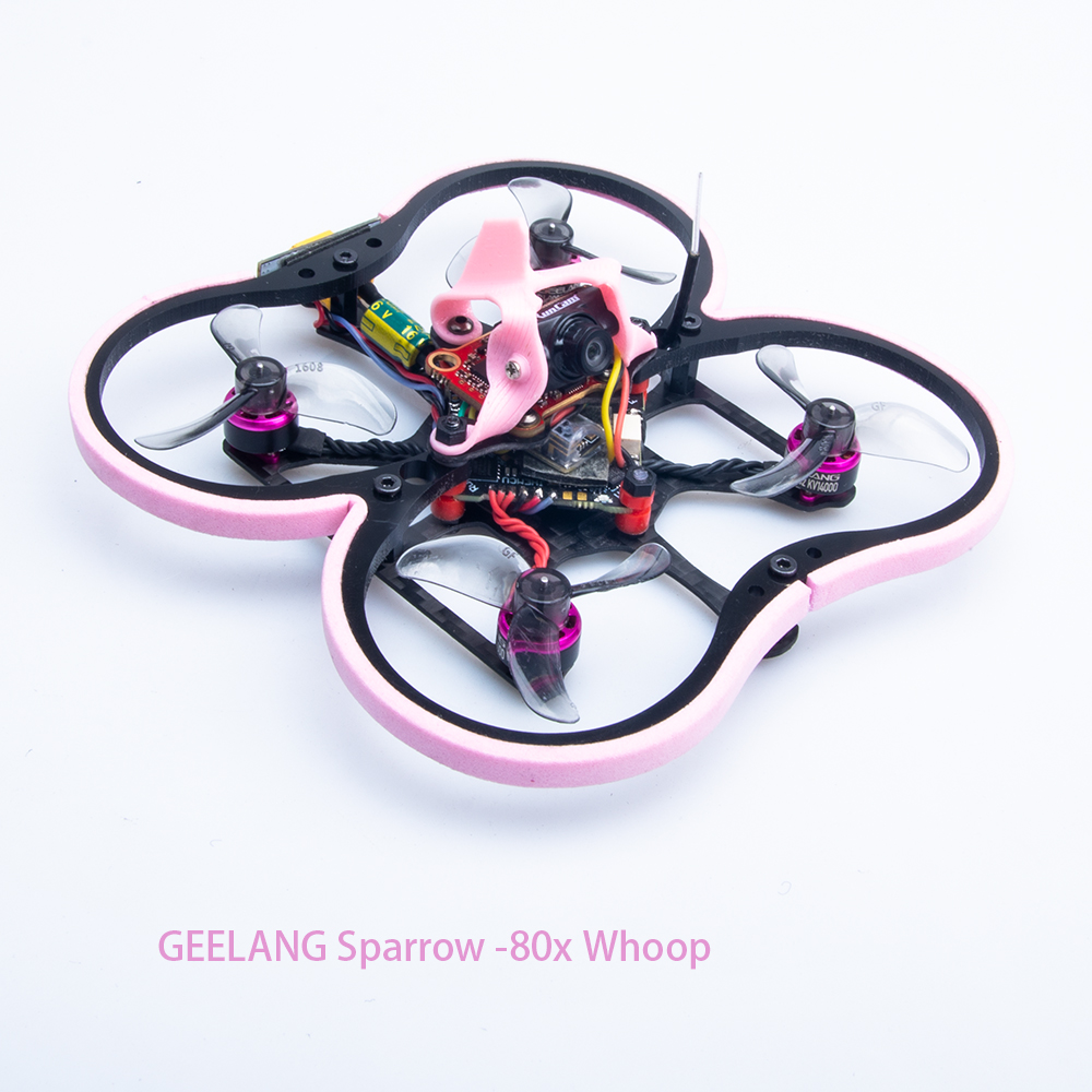 GEELANG Sparrow 80X 2S 79mm Indoor Micro Whoop RC FPV Racing Drone with F4 AIO 12A 5.8G 40CH 400mW VTX Runcam Camera