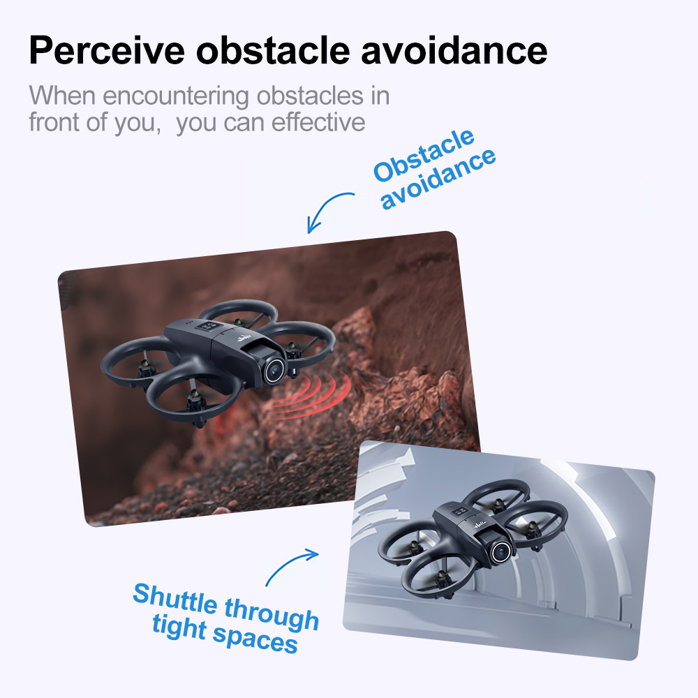 ZFR E66 AIR MINI WiFi FPV with 4.3inch Display Dual Camera 180° Electrically Adjustable Optical Flow Hover Automatic Obstacle Avoidance Circle Protection Kids Gifts 2.4G 4CH 6-Axis Remote Control RC Toys Drone Quadcopter RTF