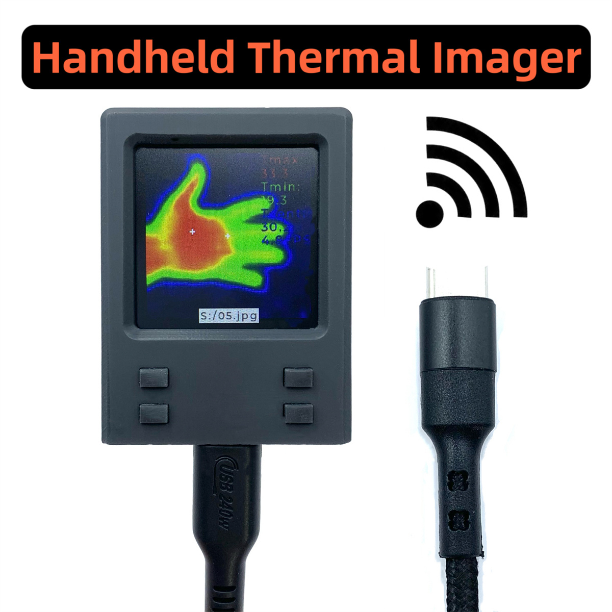 5 in 1 HeatTech TIP Portable Thermal Imager 32x32 Resolution Adjustable Emissivity WiFi Connectivity Accurate Temperature Measurement and Visualization Compact and Lightweight Enhance Your Thermal Imaging Capabilities