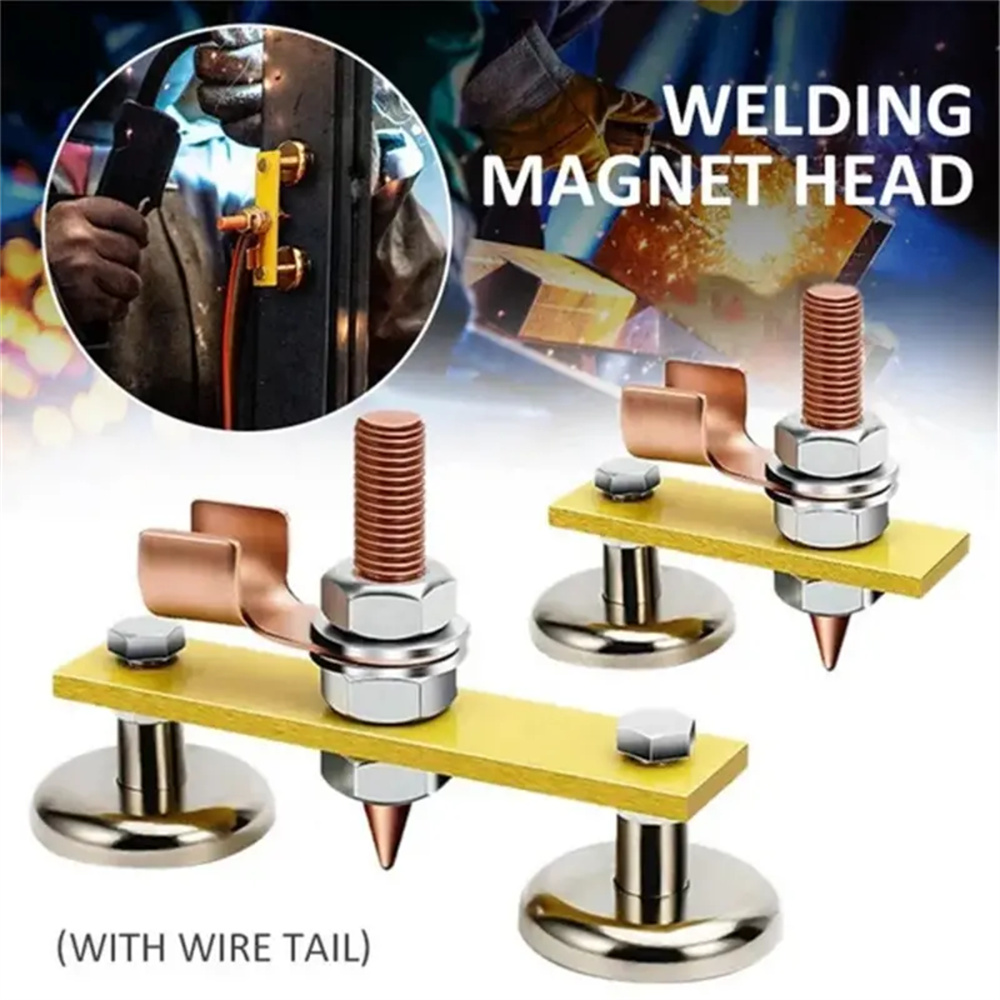 1PCS Copper Magnetic Welding Support with 35mm Disc Single or Double Head Options for Electric Welding Ground Clamp Spotter Connector