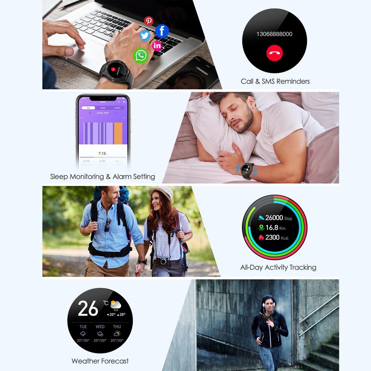 ELEGIANT C520 Smart Watch, Fitness Tracker for Android \u0026 iOS Phones, IP68  Waterproof with Heart Rate Monitor Step Counter Sleep Tracker for Men Women  - Newegg.com