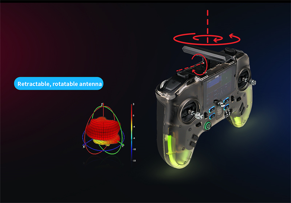 Flysky ProArt PA01 2.4GHz 18CH AFHDS 3/ELRS Built-in 500mW Hall Gimbal EdgeTX Raido Controller 2.4-Inch Full-view Color IPS Display for FPV Drone RC Car Boat Airplane