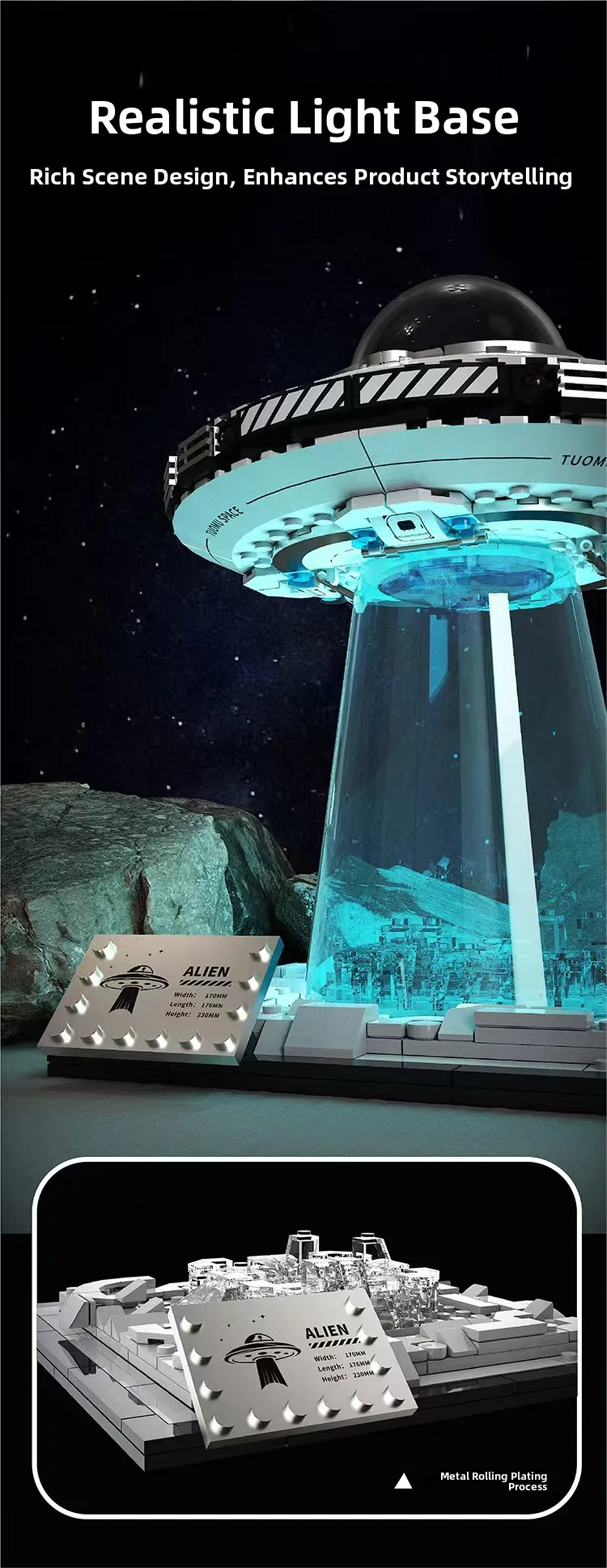 TUOMU T3012 Space Exploration Model UFO Spaceship LED Light