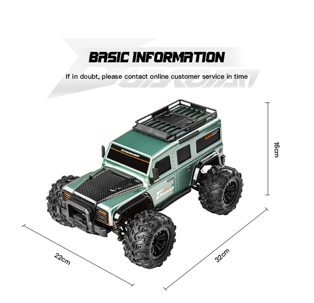Funsky G2201 2.4G 1/16 4WD RC Car With LED Light High Speed Desert Truck Vehicle Models