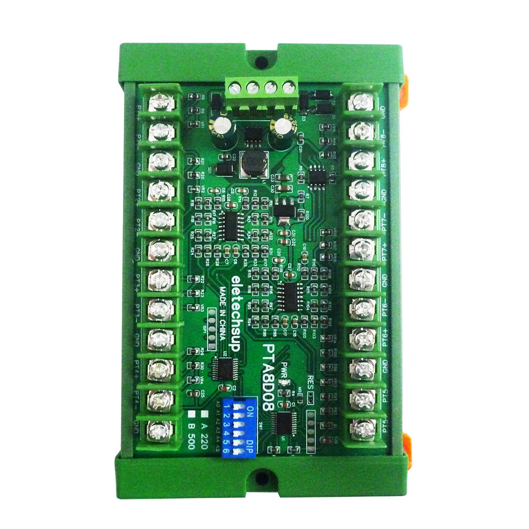 PTA8D08 8ch DC 8-30V PT100 RTD RS485 Temperature Sensor Module Modbus RTU Platinum Thermal Resistance Collector -40~500C Module Board