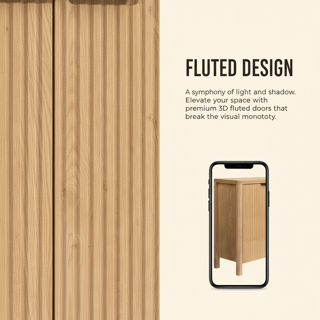 Moderne gefluteerde zijdebuffet met houten opbergruimte en verstelbare planken, zacht sluitend, eethoekbuffet, ant tipping, koffiebar, console voor woonkamer en hal, Hommpa