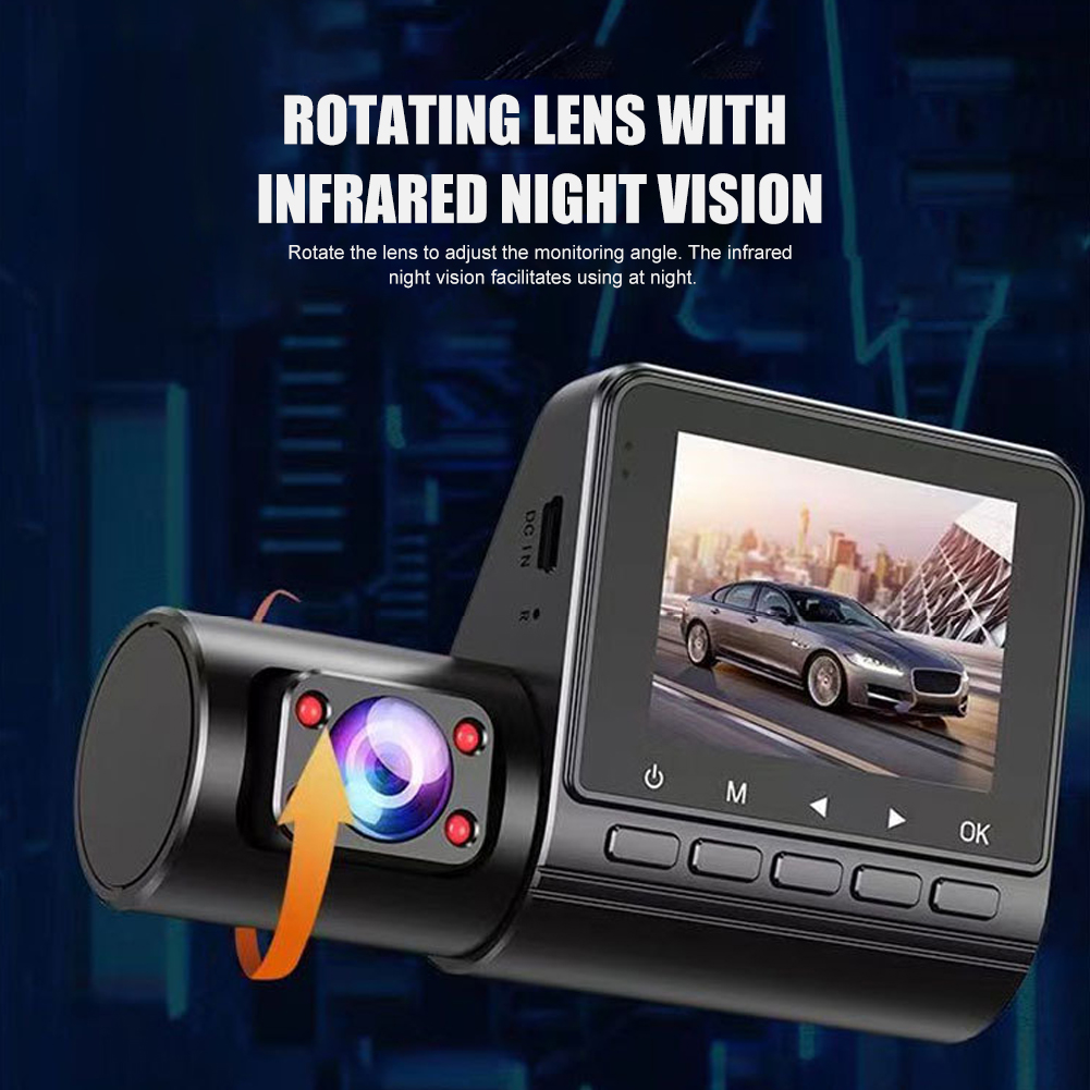 2-Inch Driving Recorder 3-Channel Car DVR High-Definition 1080P Three-Lens Parking Monitoring With Night Vision