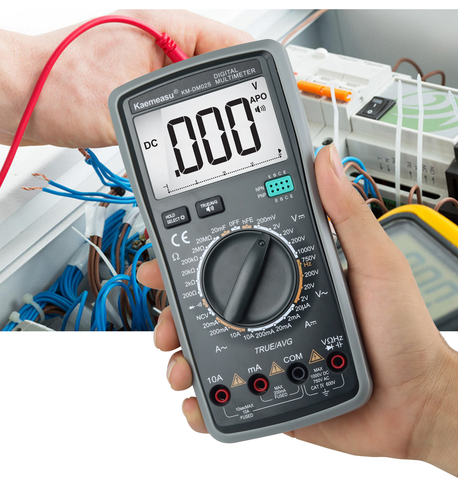 Kaemeasu KM-DM02S Digital Multimeter with Voice Broadcast True RMS Measurement Non-Contact Voltage Detection High Precision Auto-Ranging Multimeter for Electrical Troubleshooting