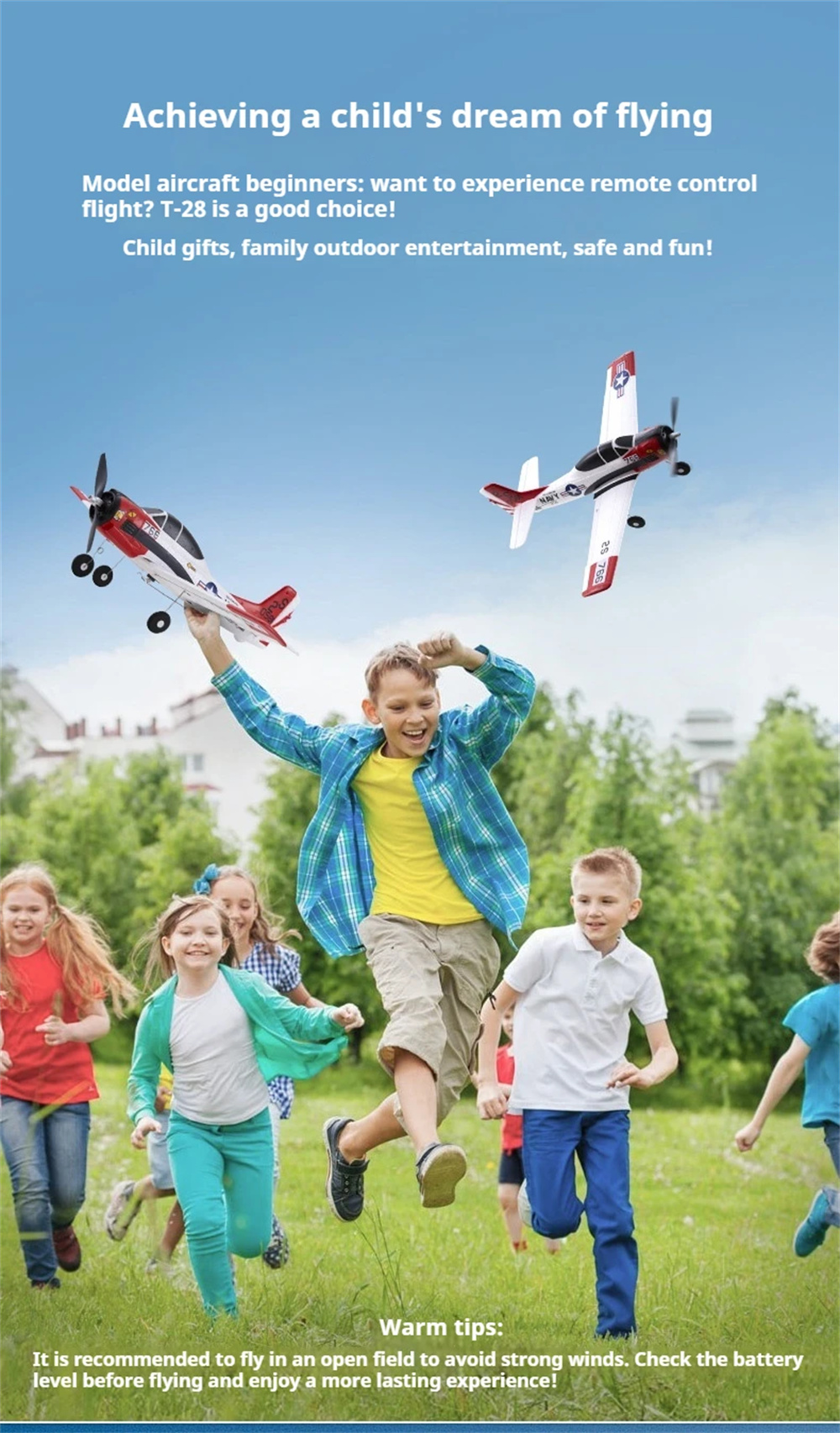 FMS T-28 410mm Wingspan 2.4GHz 4CH Built-in Gyro EPP RC Airplane Fixed Wing RTF for Beginners