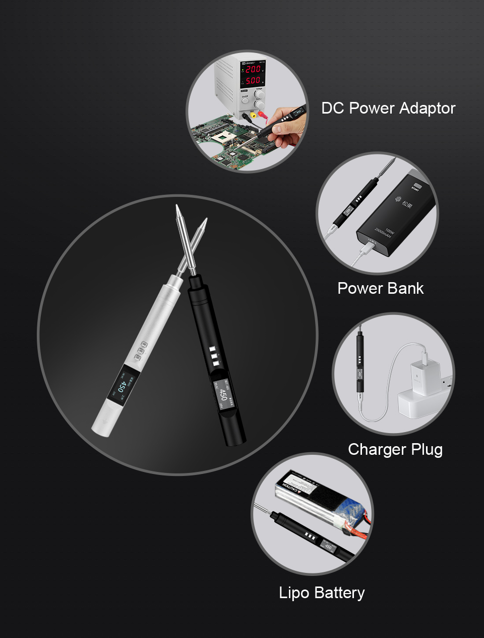 PTS200 V2 100W Electric Soldering Iron Portable Quick Warm-Up Tin Melting Open Source Supports PD3.0 Firmware Upgradeable Battery Not Included T12/TS100 Compatible