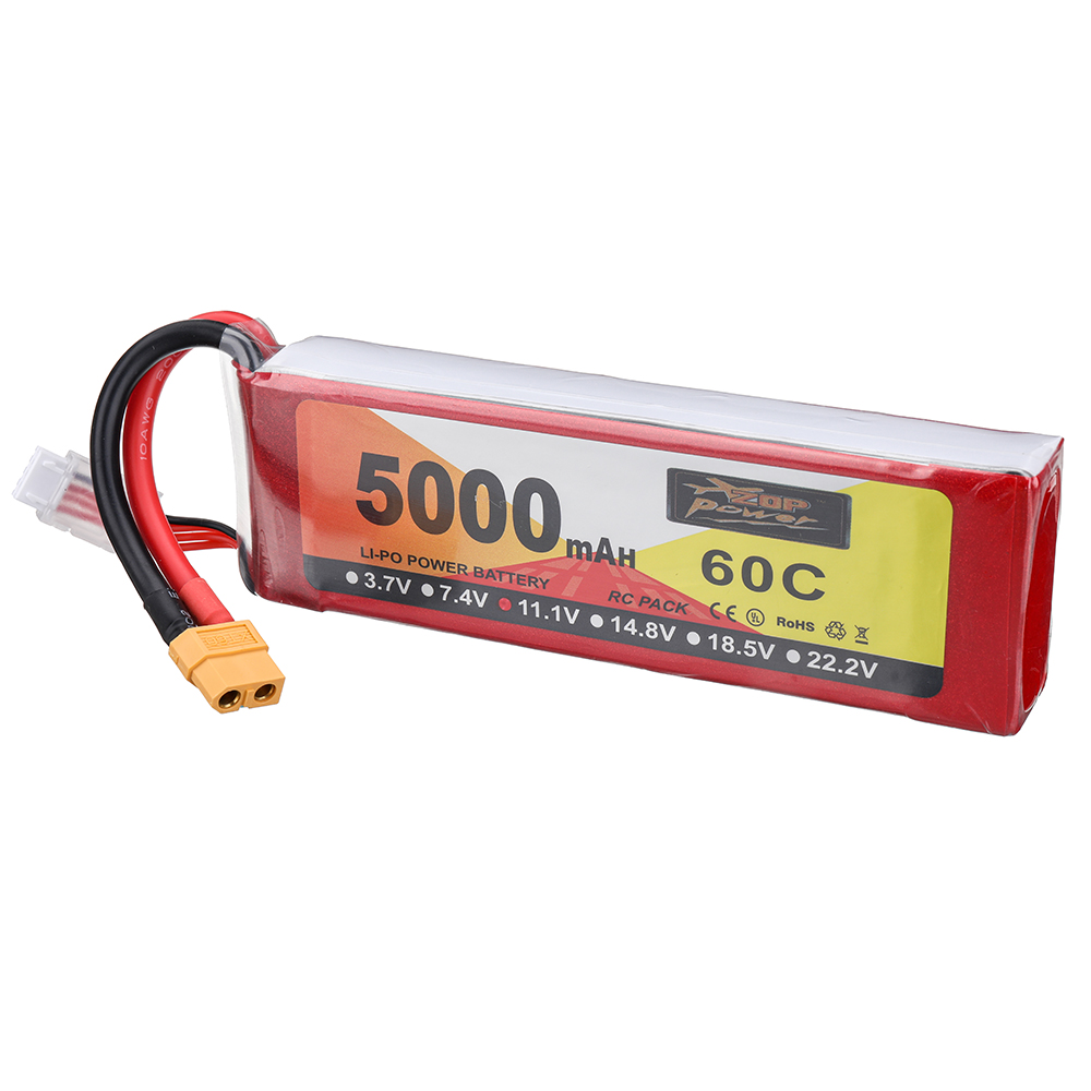 ZOP Power 11.1V 5000mAh 60C 3S LiPo Battery XT60 Plug for RC Drone