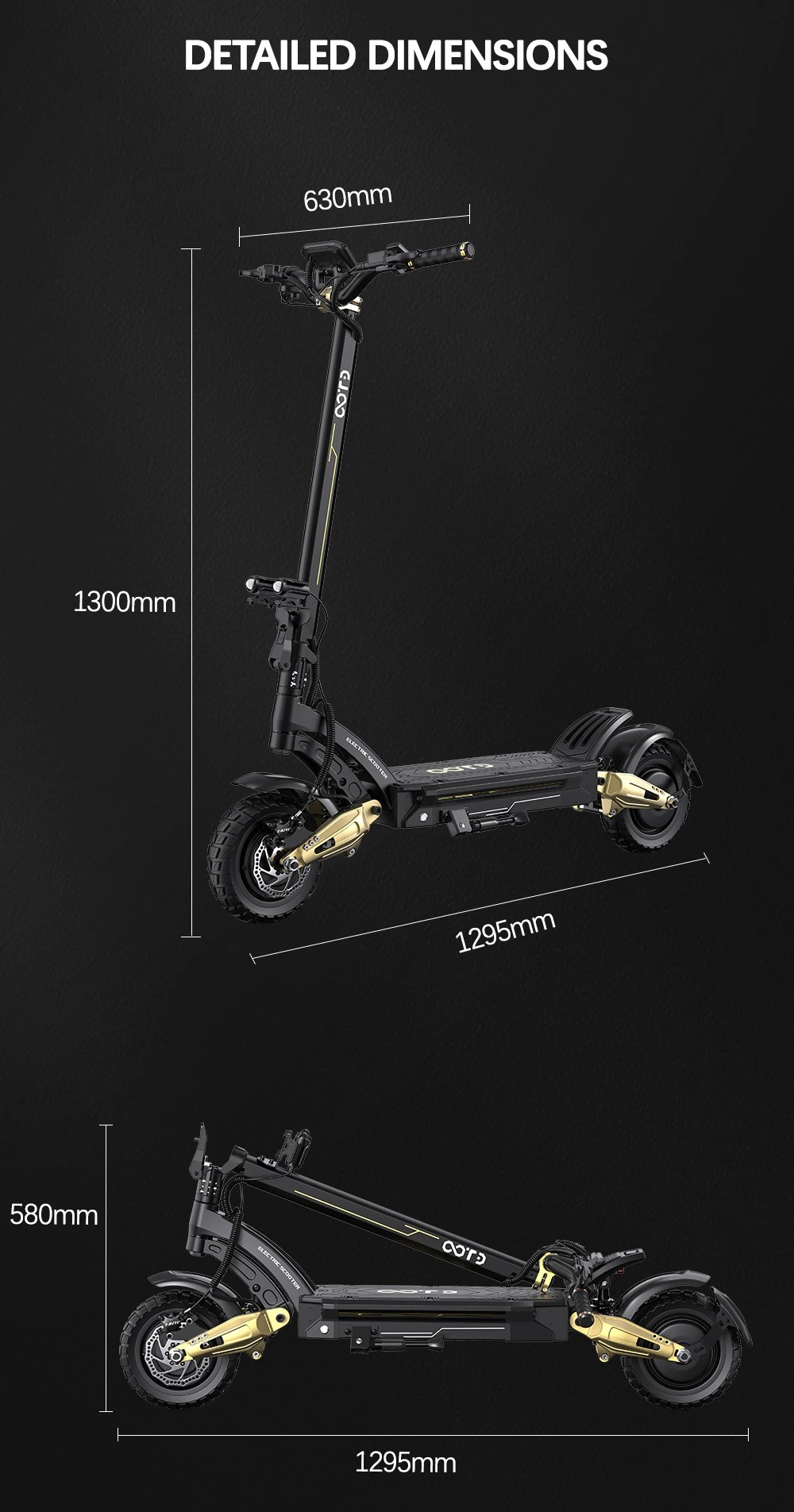 [EU Direct] OOTD S30 Electric Scooter 52V 23.4AH Battery 1200W*2 Dual Motors 10inch Tires 60KM Max Mileage 120KG Max Load Folding E-Scooter