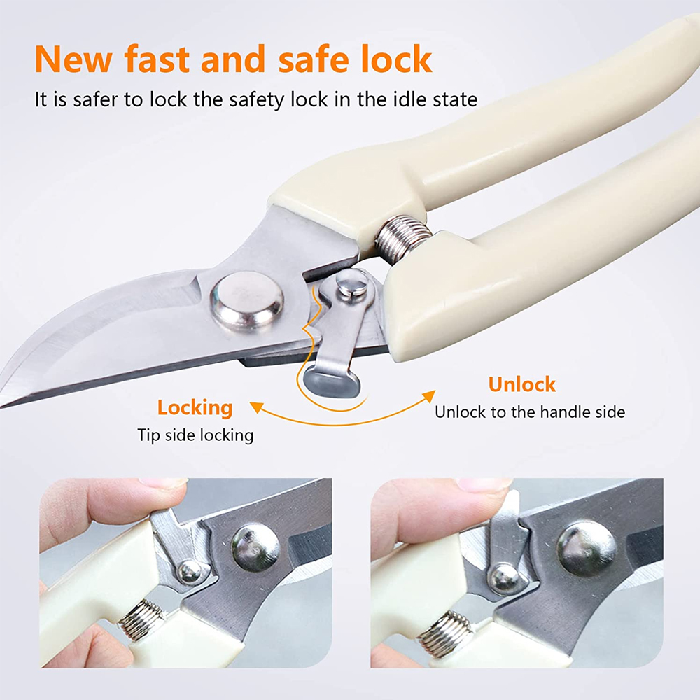 Garden Scissors for Plant Tip Pruning Shears for Cutting Flowers Trimming Plants Bonsai and Fruits Picking Bypass Blade Pruner