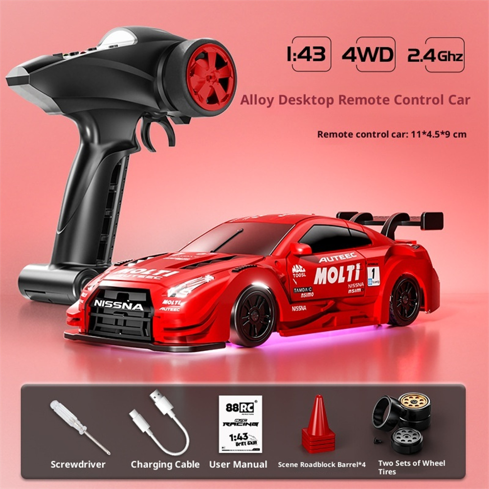88RC RC43-A1 RTR 1/43 2.4G 4WD Drift RC Car Gyro Alloy Body Shell