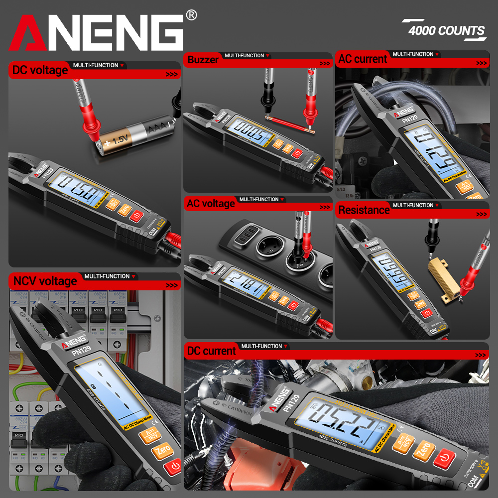 ANENG PN129デジタルクランプメーター600V 100AマルチメーターLCD