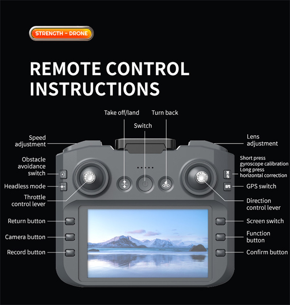LSRC LF669 GPS 5G WiFi FPV with 5.9inch LCD Screen Controller 720P HD Dual Camera Servo Gimbal 360° Obstacle Avoidance Brushless Foldable RC Drone Quadcopter RTF