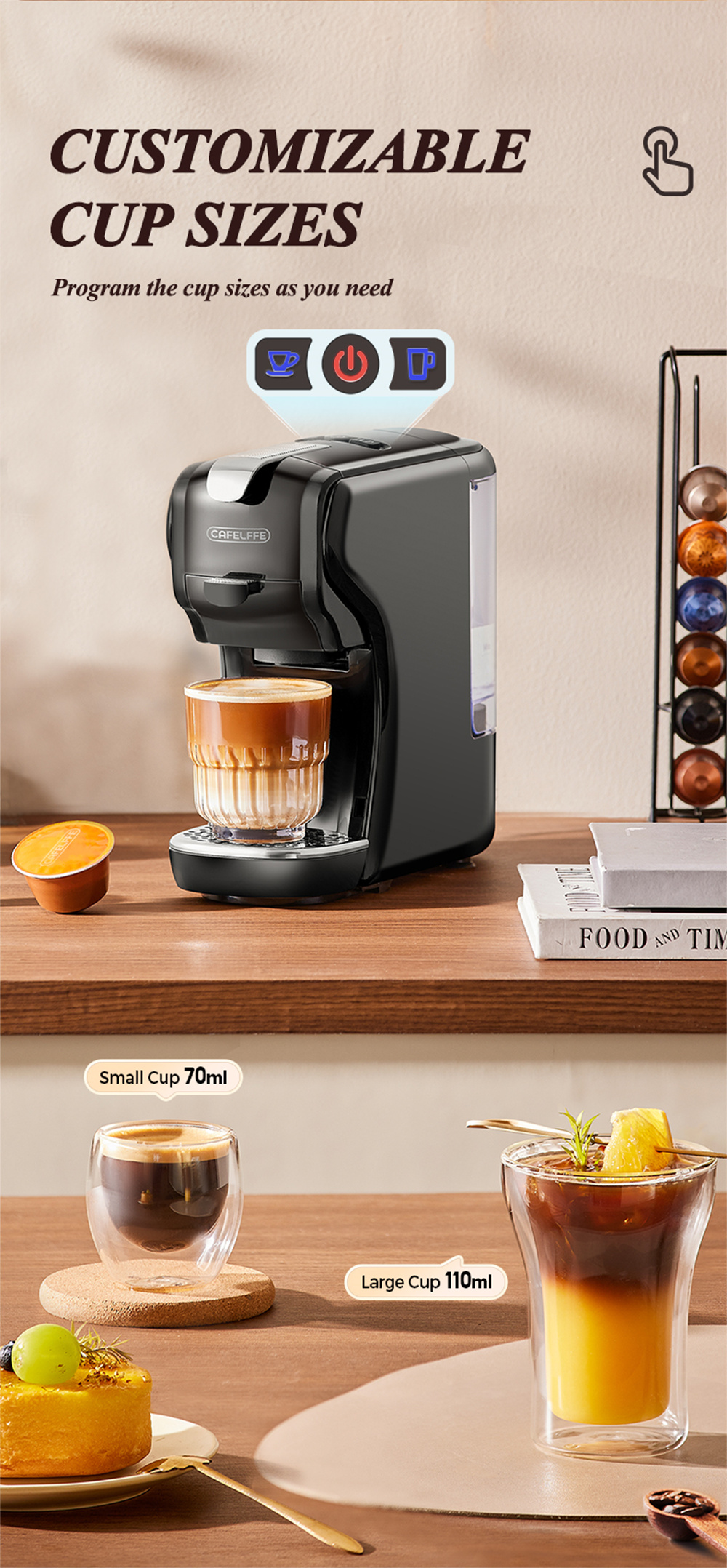 CAFELFFE-MK611 220V 19Bar 3in1カプセルコーヒーマシンオフィス商業用