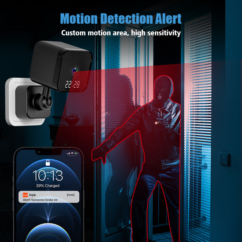 A18 2MP Wireless WiFi Monitoring Camera Full Color Night Vision Motion Detection Alarm Record Tuya Plug-in Security Camera EU Plug